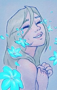 Аватар вконтакте Девушка в окружении голубых цветов, by DestinyBlue