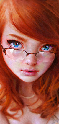 99px.ru аватар Рыжеволосая и голубоглазая девушка в очках, by Nad4r