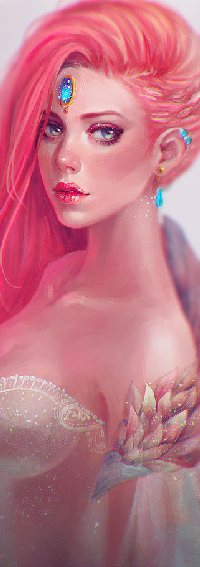 Аватар вконтакте Розоволосая девушка с украшением на лбу, by serafleur