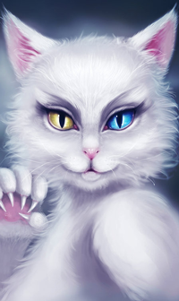 Аватар вконтакте Белая кошечка с цветными глазами, by Anathematixs