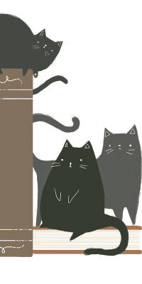 Аватар вконтакте Три нарисованных черных кота сидят на книгах, by Kelsey King