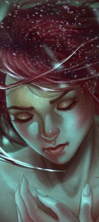 99px.ru аватар Рыжеволосая девушка с закрытыми глазами под водой, by Aoleev