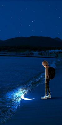 99px.ru аватар Мальчик смотрит на полумесяц, который морские волны вынесли на берег