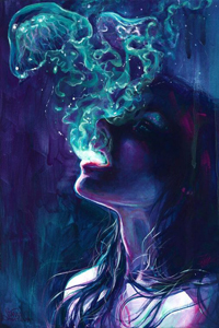 99px.ru аватар Изо рта девушки выходит дым в виде медуз