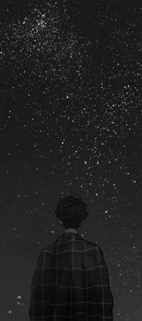 Аватар вконтакте Парень в клетчатой рубашке на фоне ночного звездного неба