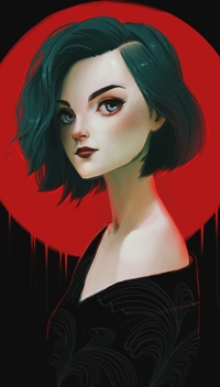 Аватар вконтакте Девушка на фоне красного круга, by Renee Chio
