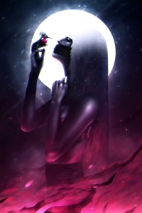 Аватар вконтакте Девушка с птицей на руке на фоне луны, by The-Kyza