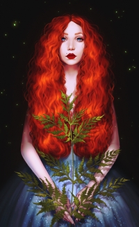 99px.ru аватар Девушка с длинными рыжими волосами держит ветвь в руке, by Tanya Kostina
