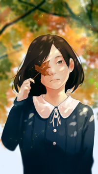 99px.ru аватар Девушка с осенним листочком на фоне природы, by 3hil