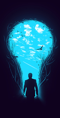 99px.ru аватар Силуэт мужчины на фоне неба в виде лампы, by NicebleedArt