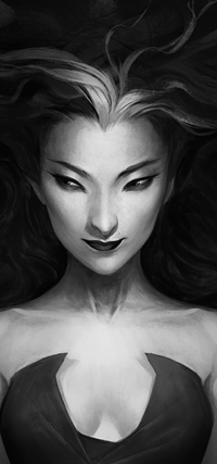 Аватар вконтакте Черно-белый рисунок девушки, by Charlie-Bowater