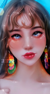 Аватар вконтакте Голубоглазая девушка с цветными серьгами, by taozipie