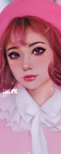 Аватар вконтакте Рыжеволосая девушка в розовой шляпке, by taozipie