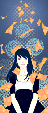 99px.ru аватар Темноволосая девушка среди цветных бумажек, by momijigirl
