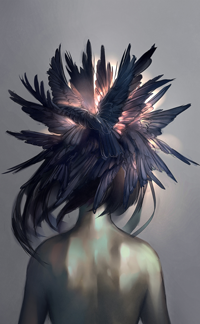 Аватар вконтакте Девушка с перьями на голове, by yuumei