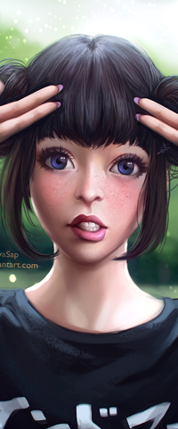 Аватар вконтакте Темноволосая девушка с пальцами у головы, by AyyaSAP