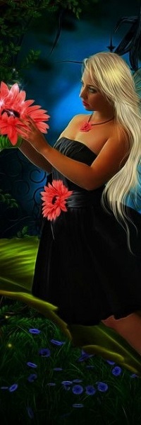 99px.ru аватар Девушка - блондинка с розовой герберой в руке