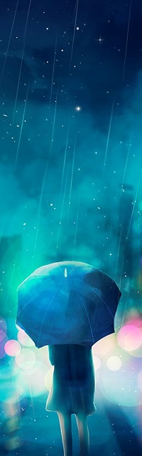 99px.ru аватар Девочка с зонтом стоит к нам спиной под дождем