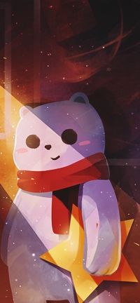 99px.ru аватар Медвежонок в шарфике держит звезду, by xinxin liu