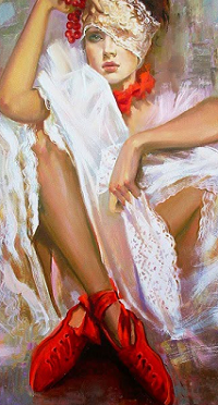 Аватар вконтакте Девушка сидит у стены, художник Irene Sheri Vishnevskaya
