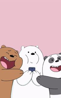 99px.ru аватар Белый медведь с телефоном в лапах, Гризли и Панда его обнимают (герои мультсериала We bare bears / Мы обычные медведи)