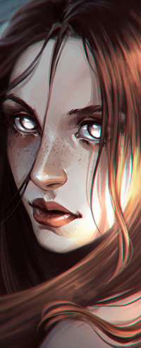 Аватар вконтакте Рыжеволосая девушка с веснушками на лице, by sashajoe