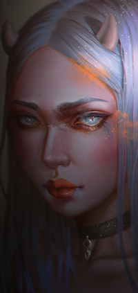 Аватар вконтакте Длинноволосая девушка с рожками, by Aoleev