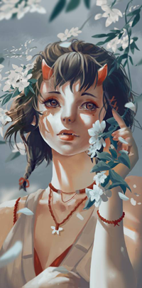 99px.ru аватар Темноволосая девушка с цветочкой, by Windami