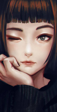 99px.ru аватар Девушка с рукой у лица, by jungonkim