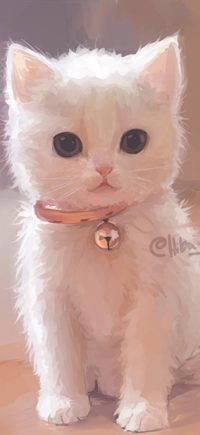 Аватар вконтакте Белый котенок с ошейником, by Hiba-tan