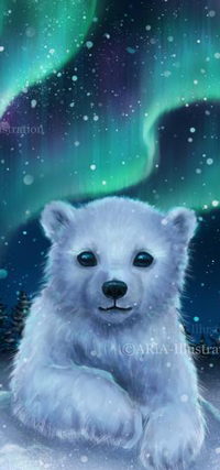 99px.ru аватар Белый полярный медведь на фоне млечного пути, by ARiA-Illustration