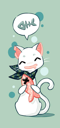 99px.ru аватар Белая кошка с розовой рыбкой, by freeminds
