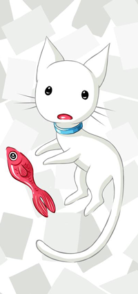99px.ru аватар Белый котик с красной рыбкой, by freeminds