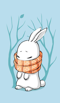 99px.ru аватар Белый кролик укутан в шарф, by freeminds