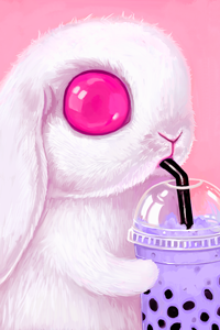 99px.ru аватар Белый кролик пьет чай с пузырьками, by asterozea