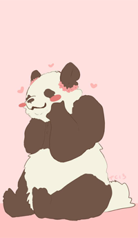 99px.ru аватар Панда с сердечками на розовом фоне, by TeaCorgi