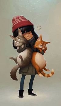 Аватар вконтакте Девочка держит двух котов