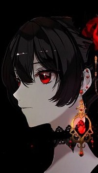 Аватар вконтакте Девушка с красными глазами на черном фоне
