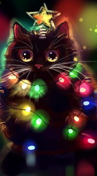 99px.ru аватар Черный кот с гирляндой, by 1NFIN1TY