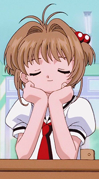 99px.ru аватар Сакура Киномото из аниме Сакура - ловец карт / Cardcaptor Sakura мечтает, сидя в классе