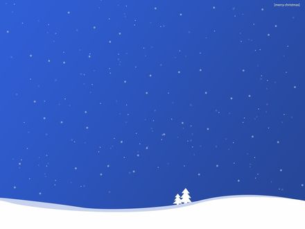 Обои на рабочий стол Merri cristmas. Снежный холм и две елки