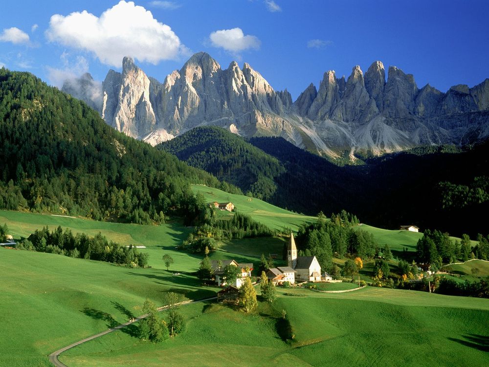 Обои для рабочего стола Val di Funes, Dolomites, Italy