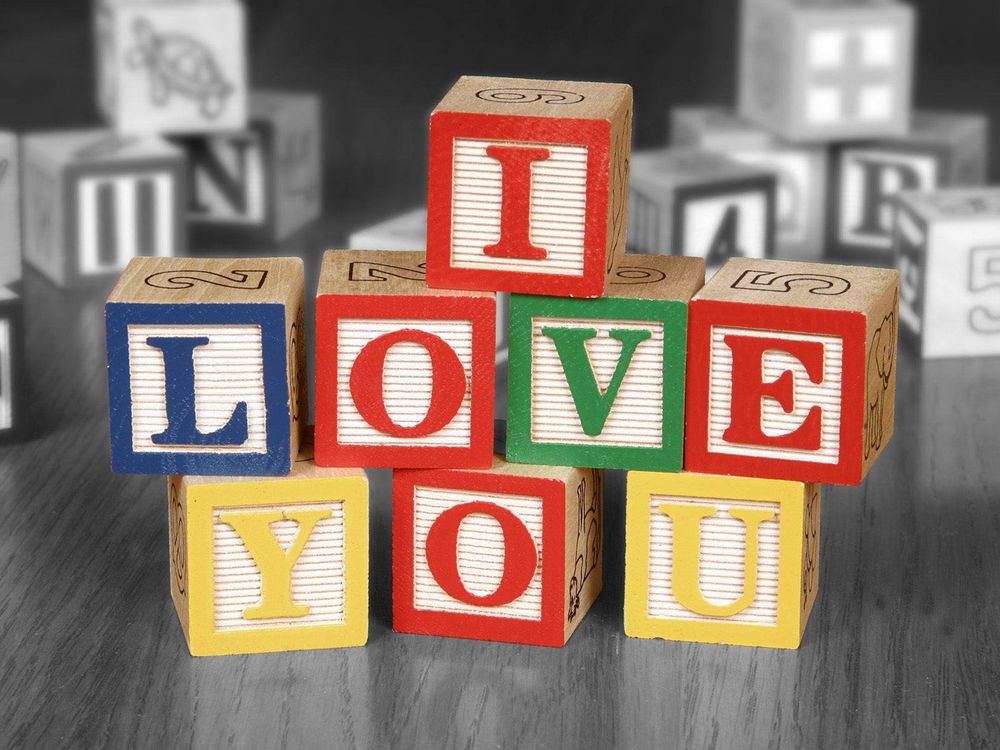Обои для рабочего стола Кубики, I love you