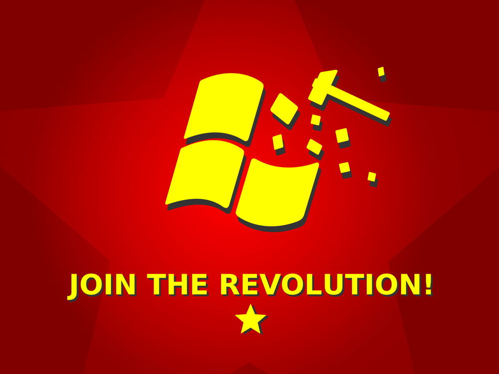 Обои для рабочего стола Join the revolution (Разбитая эмблема Windows)