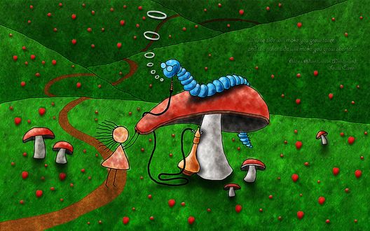 Обои на рабочий стол -...One side will make you grow taller, and the other side will make you grow shorter..- Alice's Adventures in Wonderland  (Lewis Carroll)