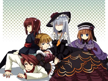 Обои на рабочий стол Beatrice, Battler & Ange Ushiromiya из аниме Когда плачут чайки / Umineko no Nako Koro ni