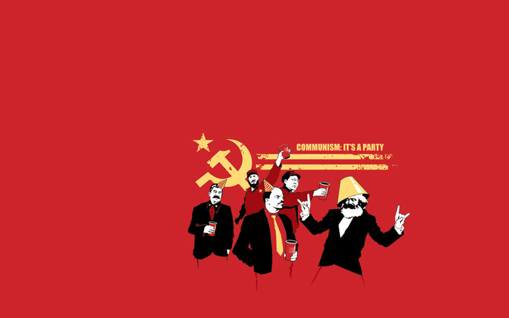 Обои для рабочего стола Фидель Кастро, Мао Дзедун, Сталин, Ленин и Карл Маркс на вечеринке (Communism: it's a party)