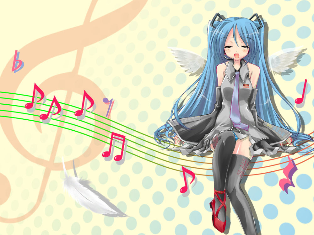Обои для рабочего стола Вокалоид Miku Hatsune