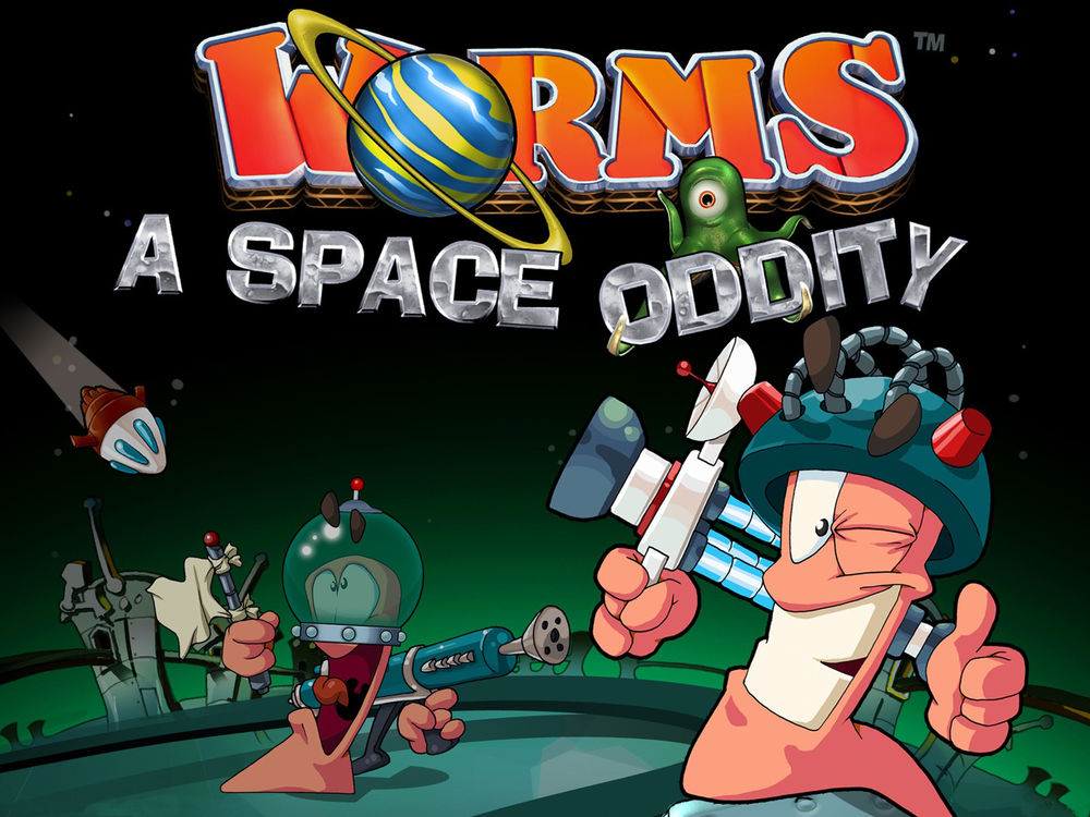 Обои для рабочего стола Worms (червячки) a space oddity, игра про червячков