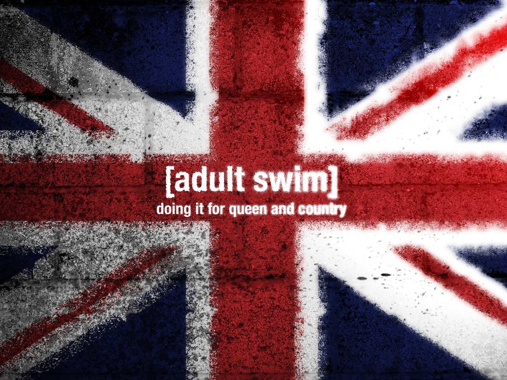 Обои для рабочего стола Флаг Англии (adult swim, doing it for queen and country)